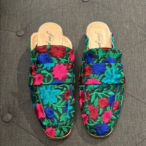 Free People Floral Embroidered Women's Mules